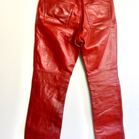 Vintage Gap Red Bootcut Genuine Leather Pants Size 2  Holiday Party Fashion - Picture 8 of 10